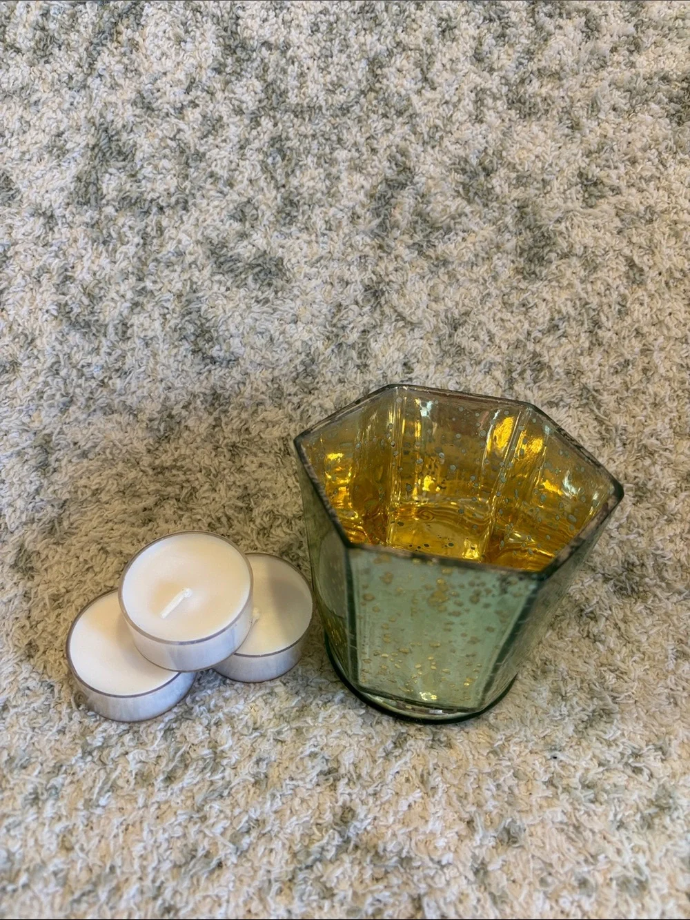 Sage Green Mercury Glass Votive Candle Holder by Koyal NWT Pier One 3x3.5”